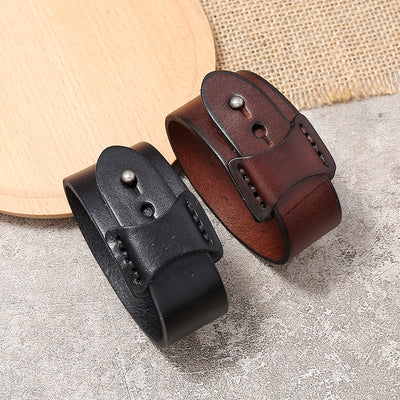 Retro Adjustable Men's Leather Bracelet - Unisex Punk Style