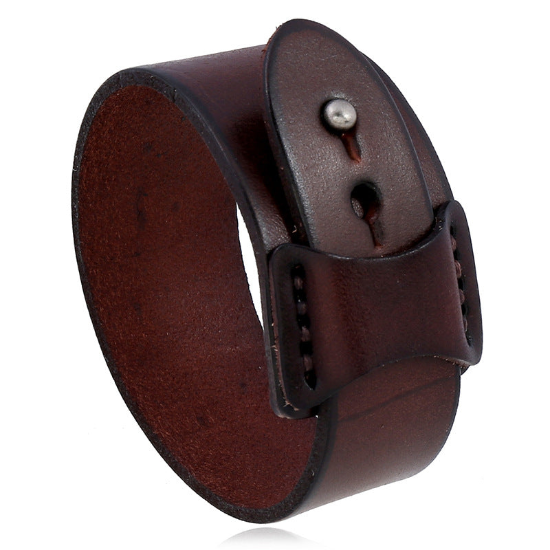 Retro Adjustable Men's Leather Bracelet - Unisex Punk Style