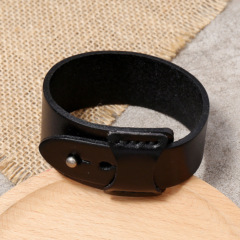 Retro Adjustable Men's Leather Bracelet - Unisex Punk Style