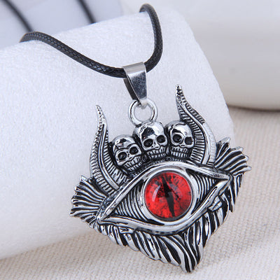 Retro Punk Blue Eye Skull Pendant Necklace