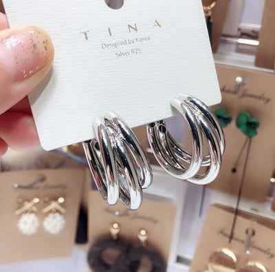 Retro Geometric Alloy Plated Hoop Earrings for Women