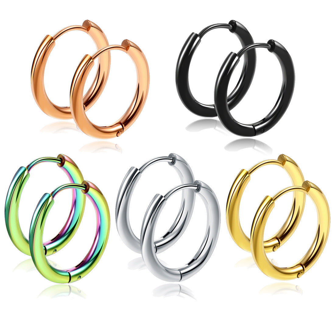 Retro Stainless Steel Plated Hoop Earrings for Men and Women