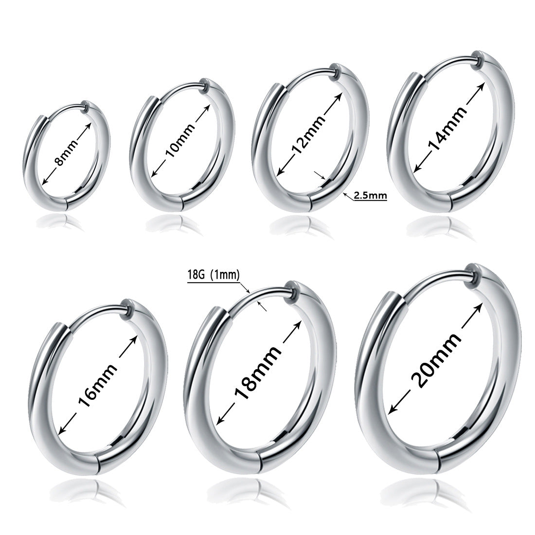 Retro Stainless Steel Plated Hoop Earrings for Men and Women