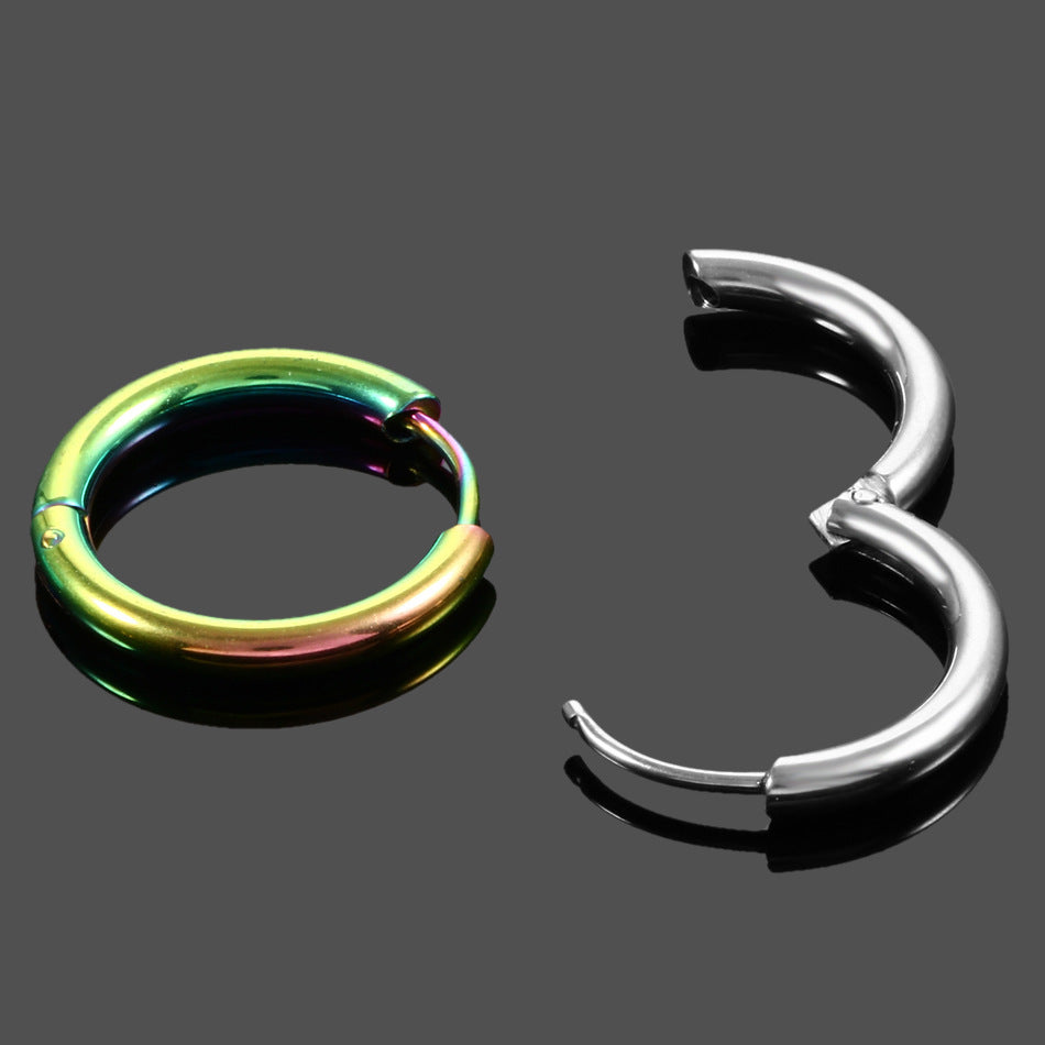 Retro Stainless Steel Plated Hoop Earrings for Men and Women
