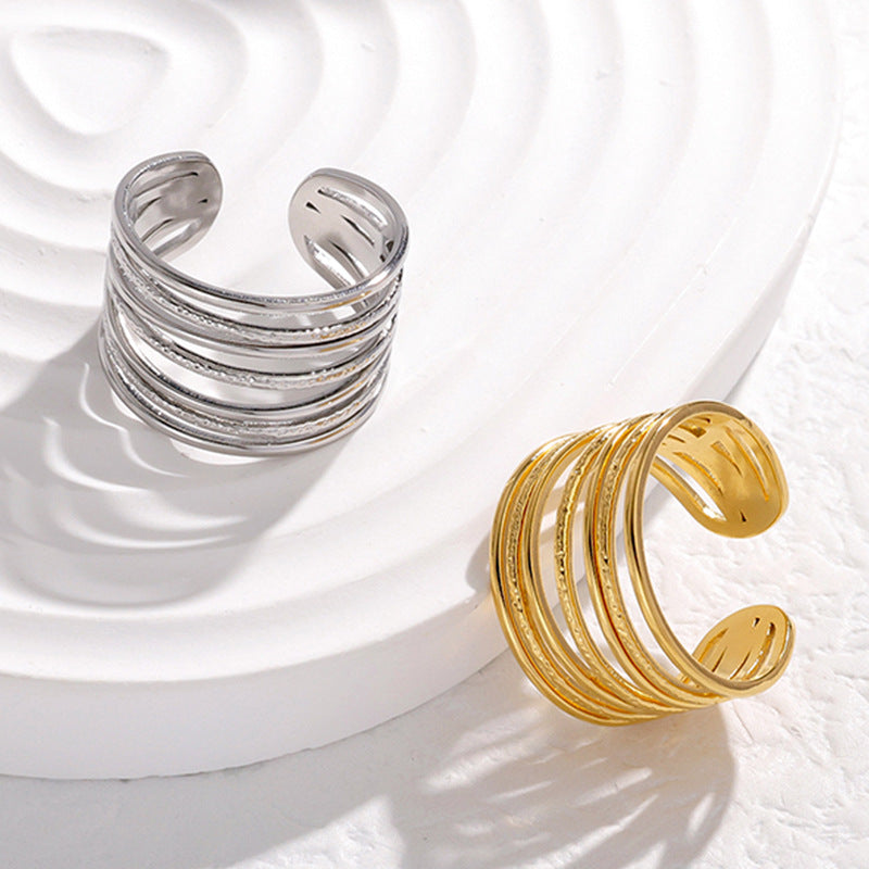 Retro Minimalist Stainless Steel Open Ring