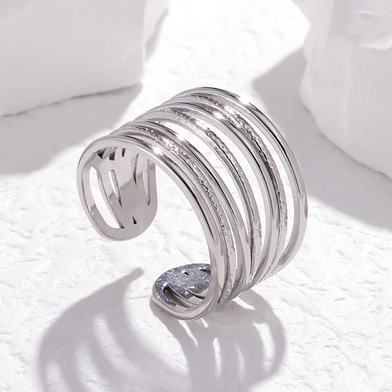Retro Minimalist Stainless Steel Open Ring