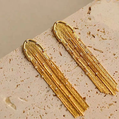 Retro Rhinestone Tassel Drop Earrings for Women