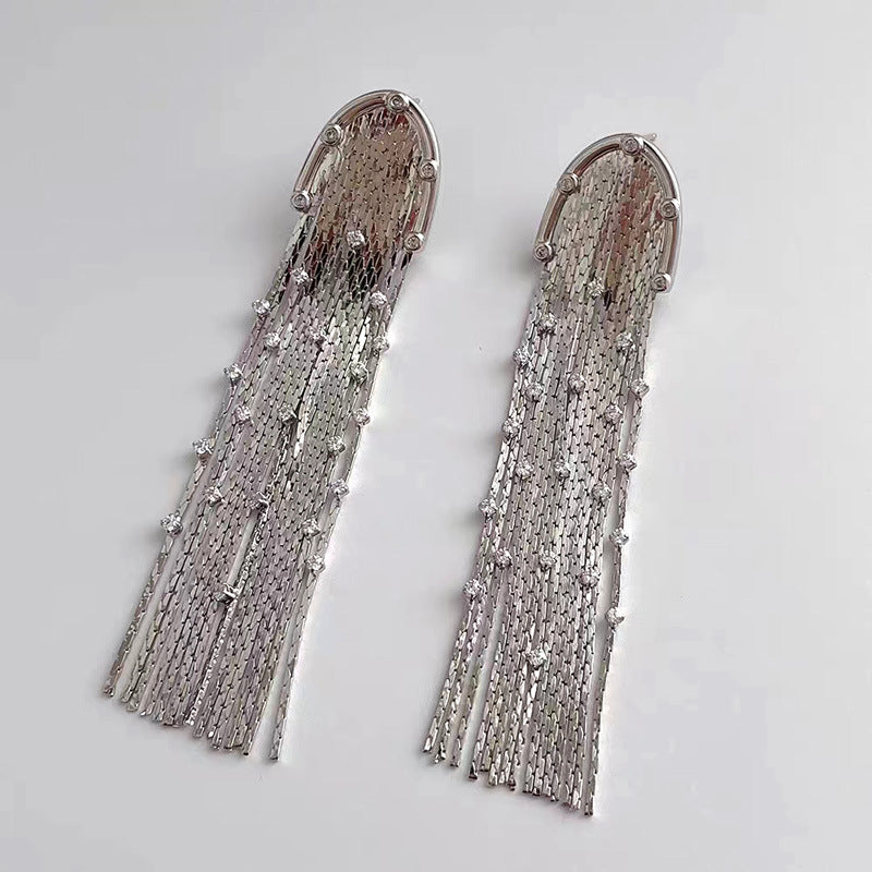 Retro Rhinestone Tassel Drop Earrings for Women