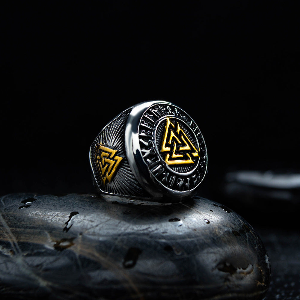 Retro Celtic Triangle Titanium Steel Ring