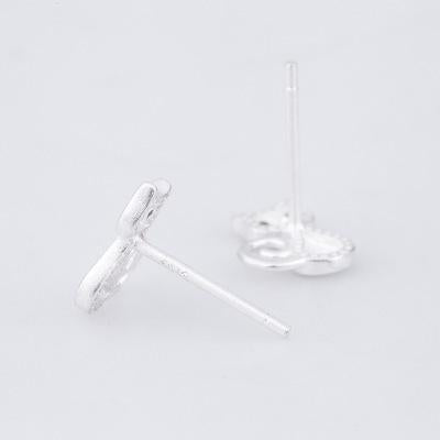 S925 Silver Cat Stud Earrings - Cute Matte Kitten Design for Women