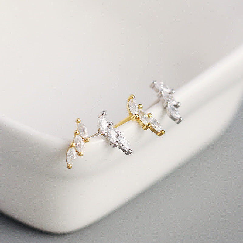 S925 Silver Geometric Zircon Star Stud Earrings Set