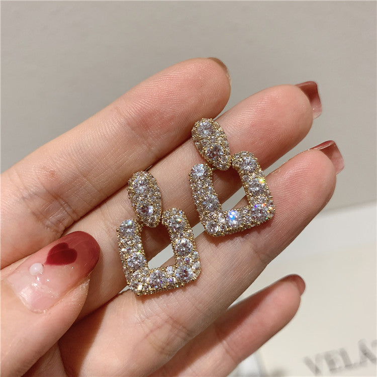 S925 Silver Needle Geometric Square Vintage Earrings for Women