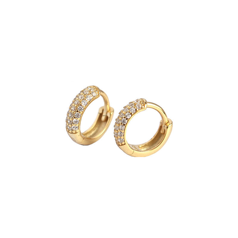 S925 Silver Three-Row Diamond Wide-Faced Ear Cuff Earrings
