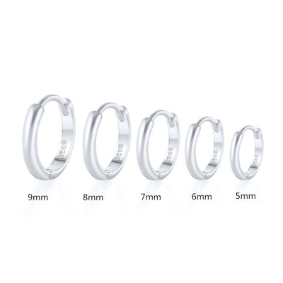 S925 Sterling Silver Minimalist Geometric Ear Clip Hoop Earrings