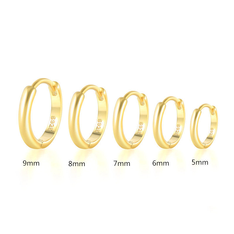 S925 Sterling Silver Minimalist Geometric Ear Clip Hoop Earrings