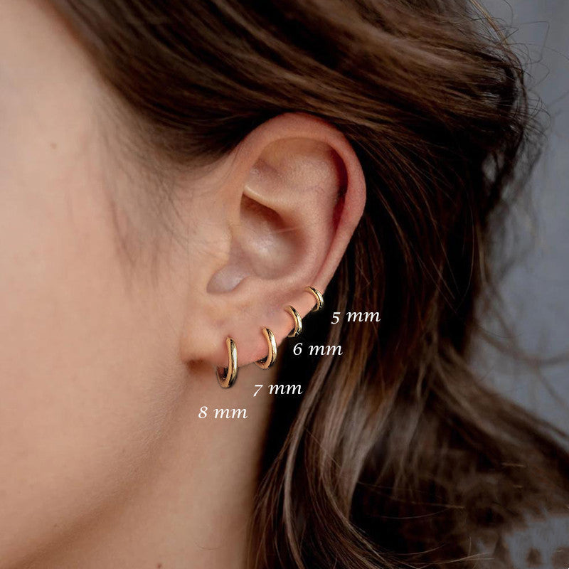 S925 Sterling Silver Minimalist Geometric Ear Clip Hoop Earrings