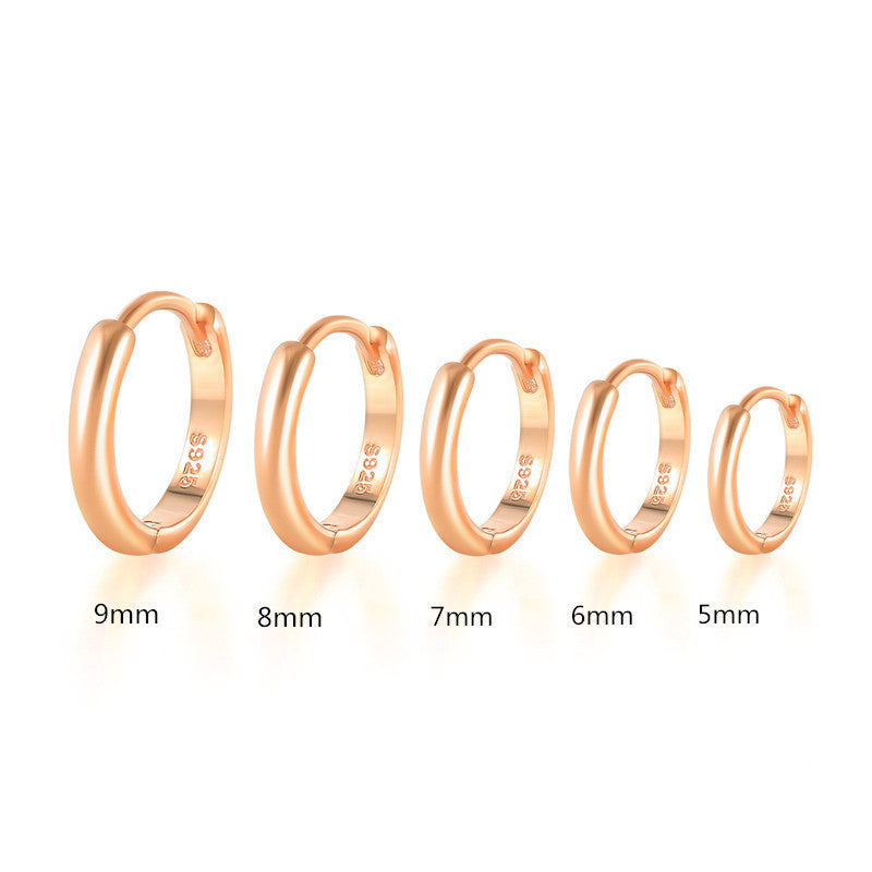 S925 Sterling Silver Minimalist Geometric Ear Clip Hoop Earrings
