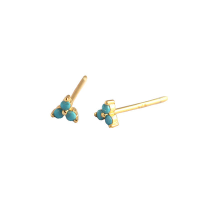 S925 Sterling Silver Geometric Clover Turquoise Earrings