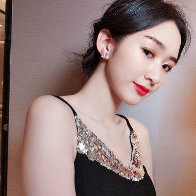 S925 Sterling Silver Needle Retro Butterfly Rhinestone Earrings