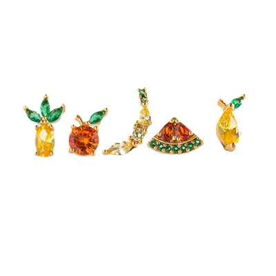 Zircon Screw Ball Fruit Ear Cuff Gold Plated Trendy Earrings