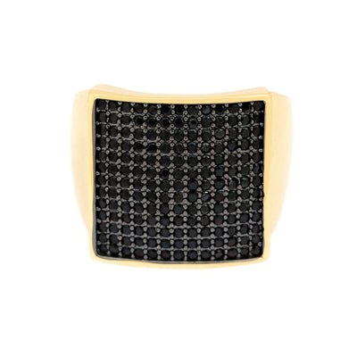 Shiny Square Zircon Gold Plated Wide Band Open Ring