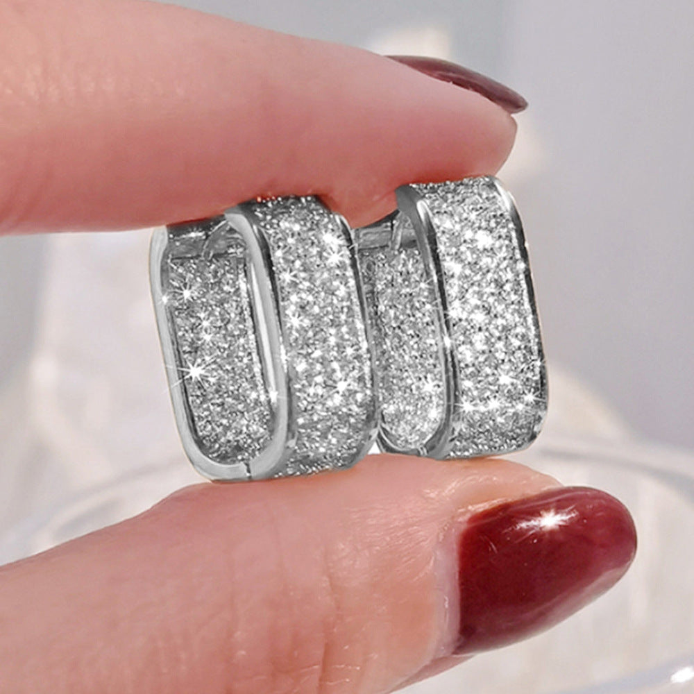 Shiny U Shape Copper Zircon Inlay Earrings for Women