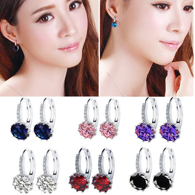 Silver-Plated Crystal Sunflower Zircon Hoop Earrings