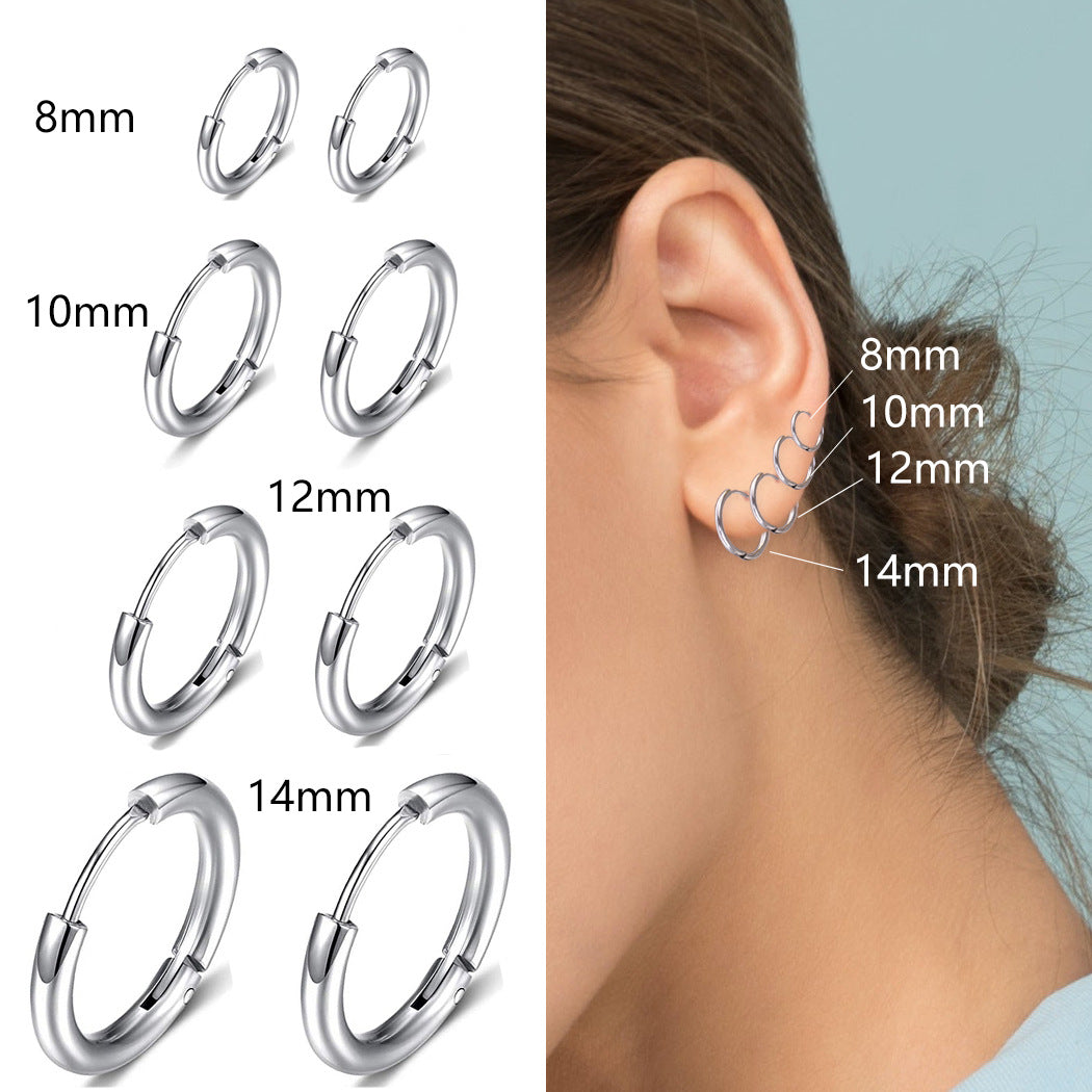 Simple Retro Stainless Steel Hoop Earrings