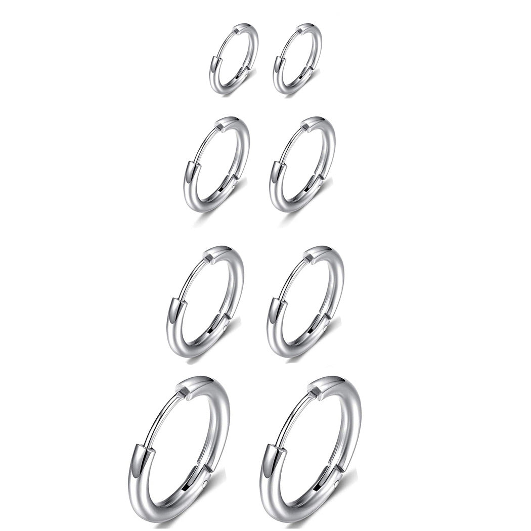 Simple Retro Stainless Steel Hoop Earrings