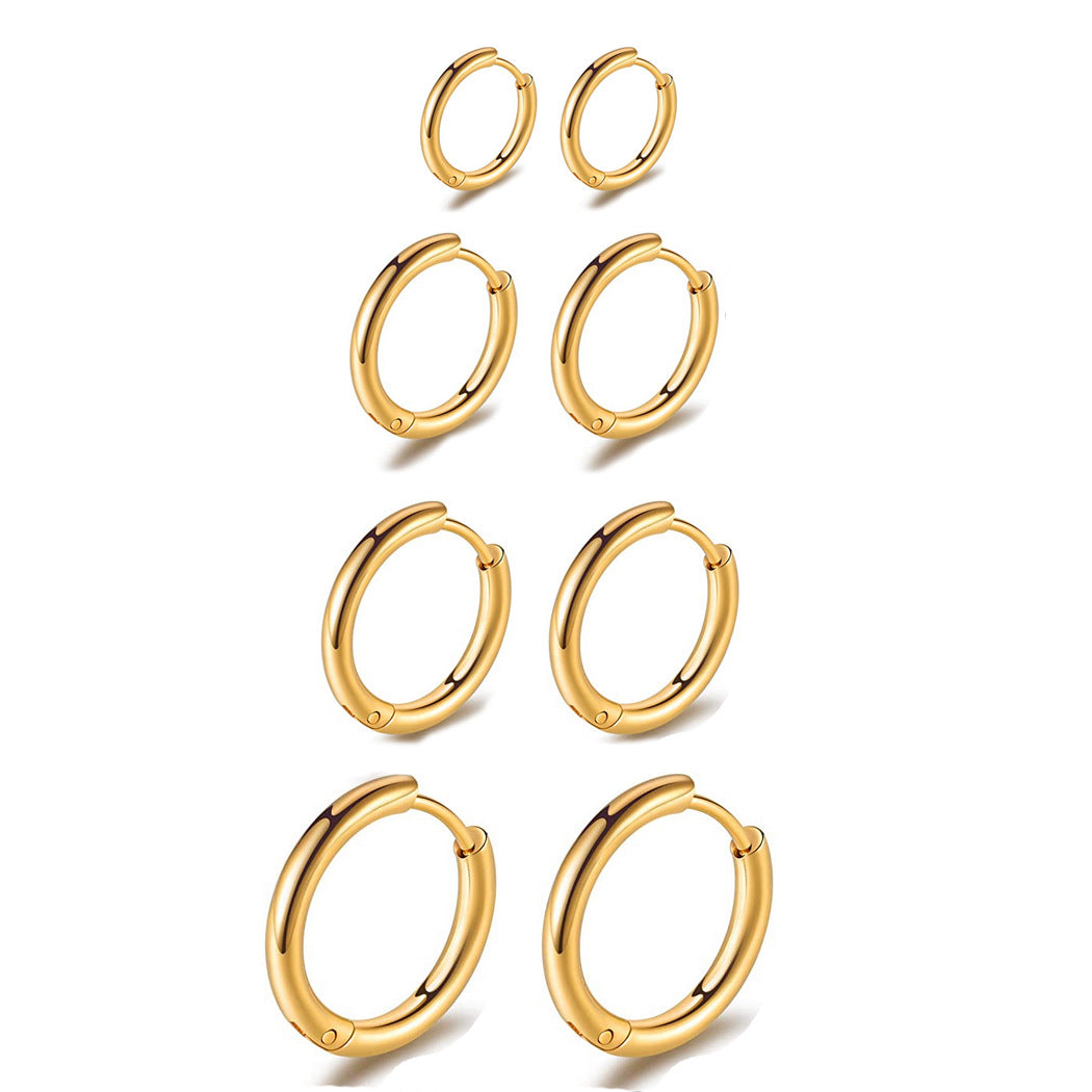 Simple Retro Stainless Steel Hoop Earrings