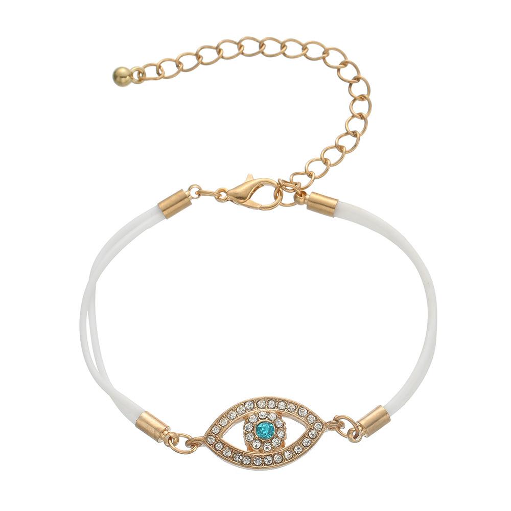 Simple Alloy Gemstone Fatima Evil Eye Bracelet