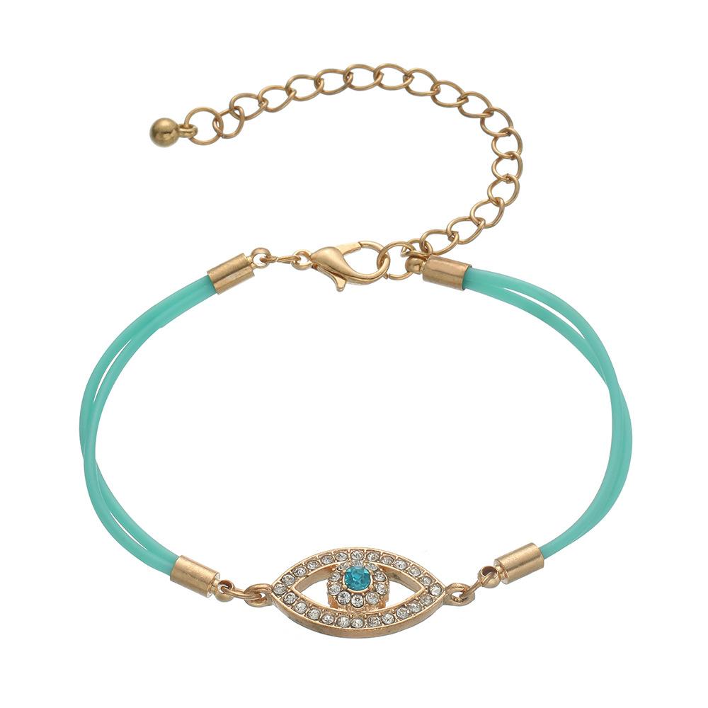 Simple Alloy Gemstone Fatima Evil Eye Bracelet