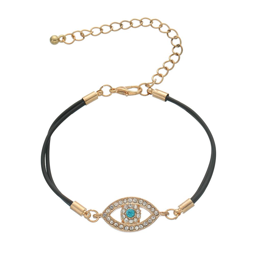 Simple Alloy Gemstone Fatima Evil Eye Bracelet