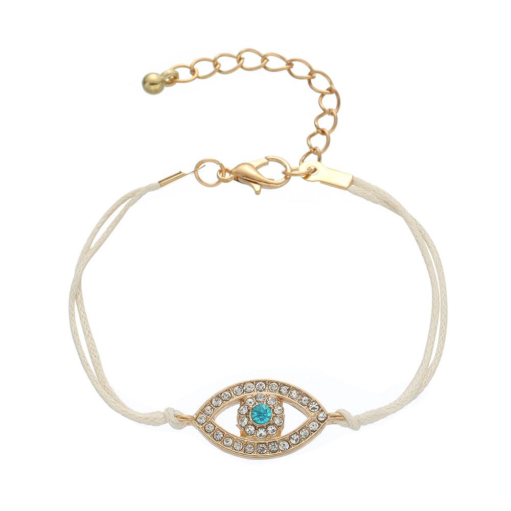 Simple Alloy Gemstone Fatima Evil Eye Bracelet