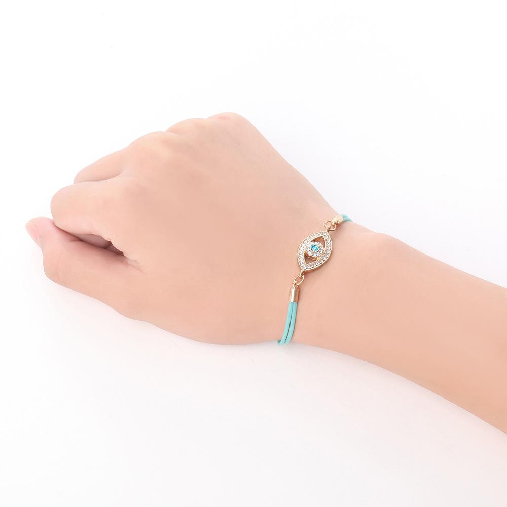 Simple Alloy Gemstone Fatima Evil Eye Bracelet