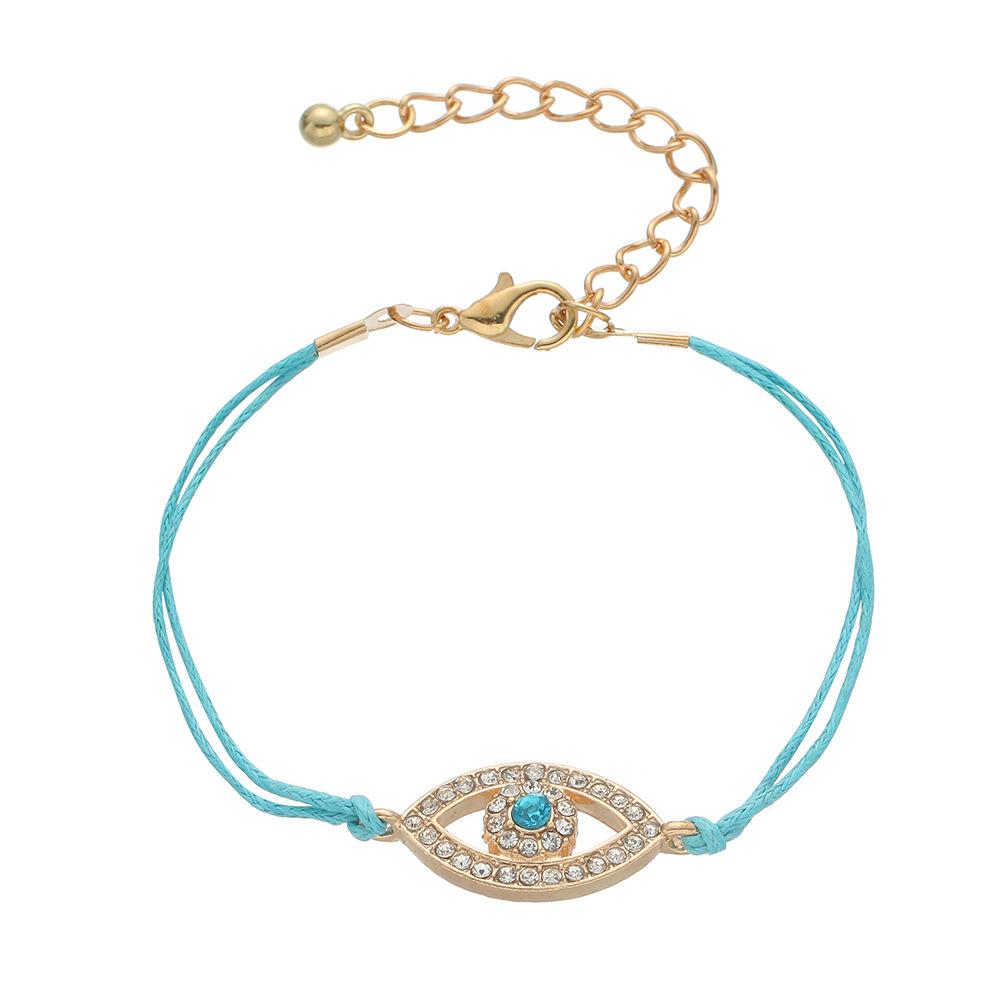 Simple Alloy Gemstone Fatima Evil Eye Bracelet