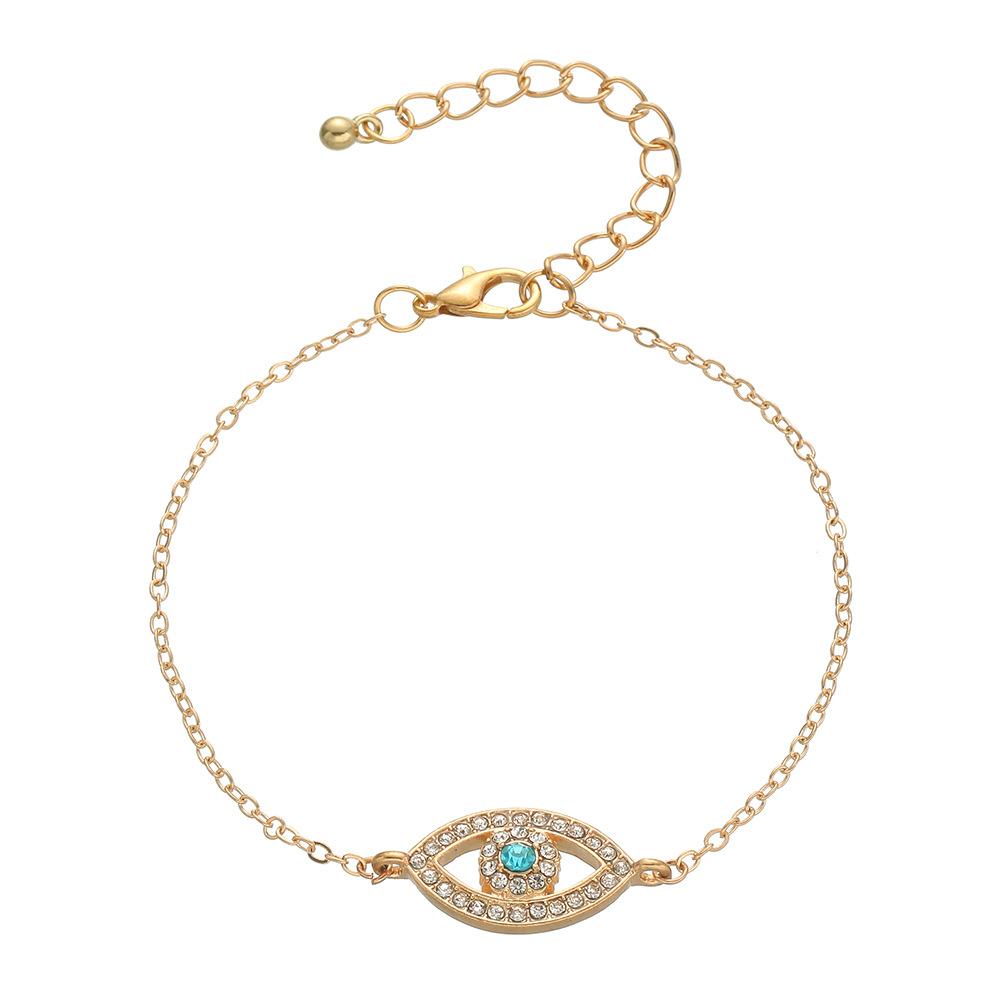 Simple Alloy Gemstone Fatima Evil Eye Bracelet
