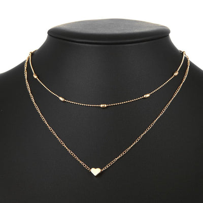 Simple Alloy Multi-layer Heart Pendant Necklace