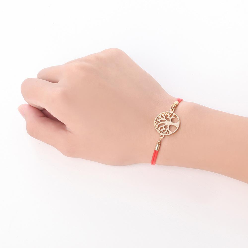 Simple Alloy Life Tree Multicolor Braided Bracelet
