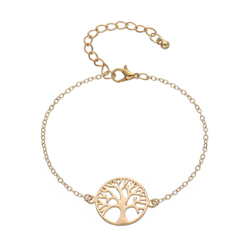 Simple Alloy Life Tree Multicolor Braided Bracelet