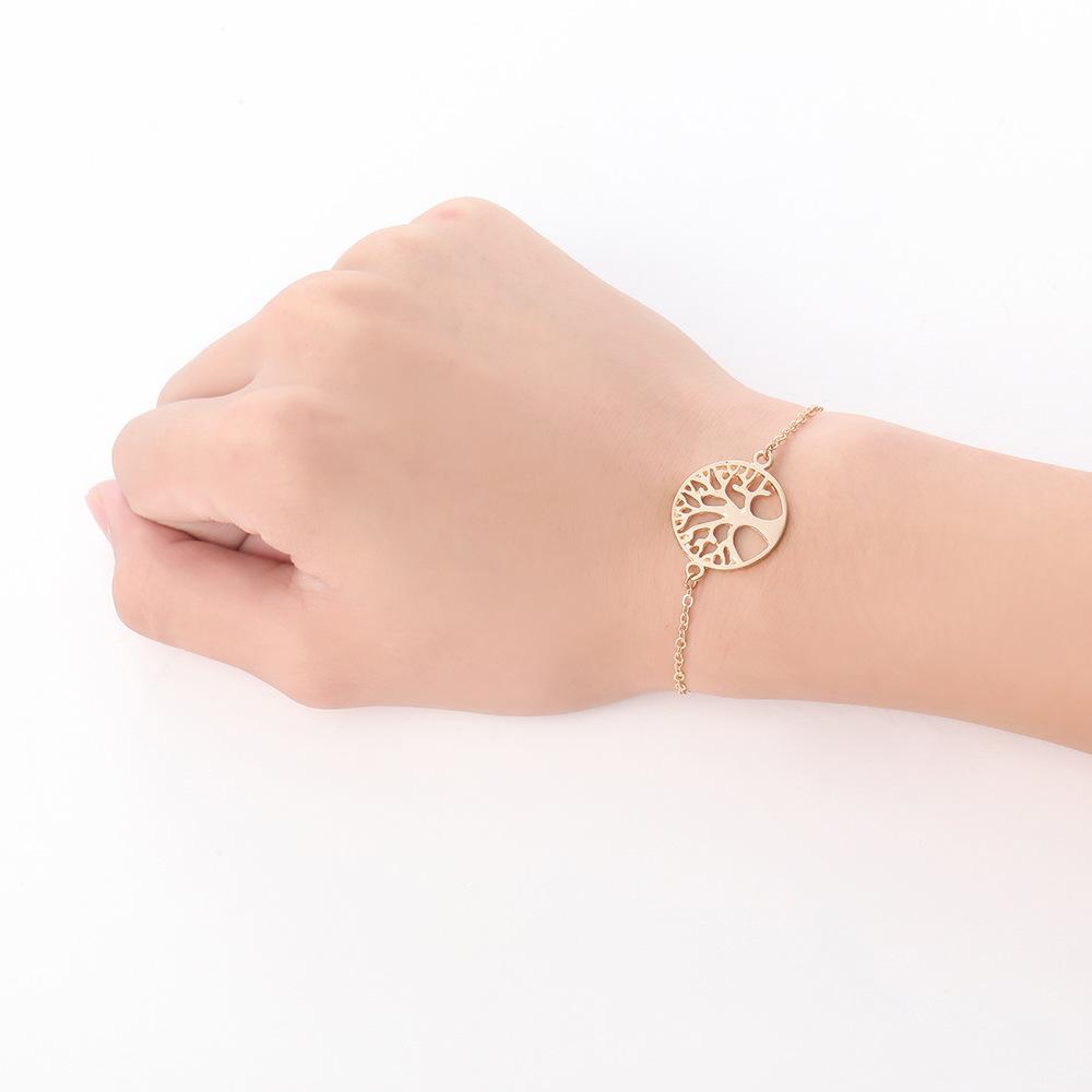 Simple Alloy Life Tree Multicolor Braided Bracelet