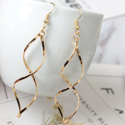 Simple Geometric Spiral Wave Earrings - Original Design Metal Curve Jewelry