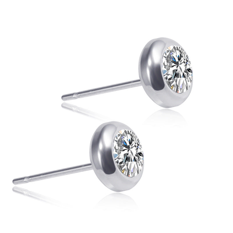 Simple Colorful Diamond Stainless Steel Hypoallergenic Stud Earrings