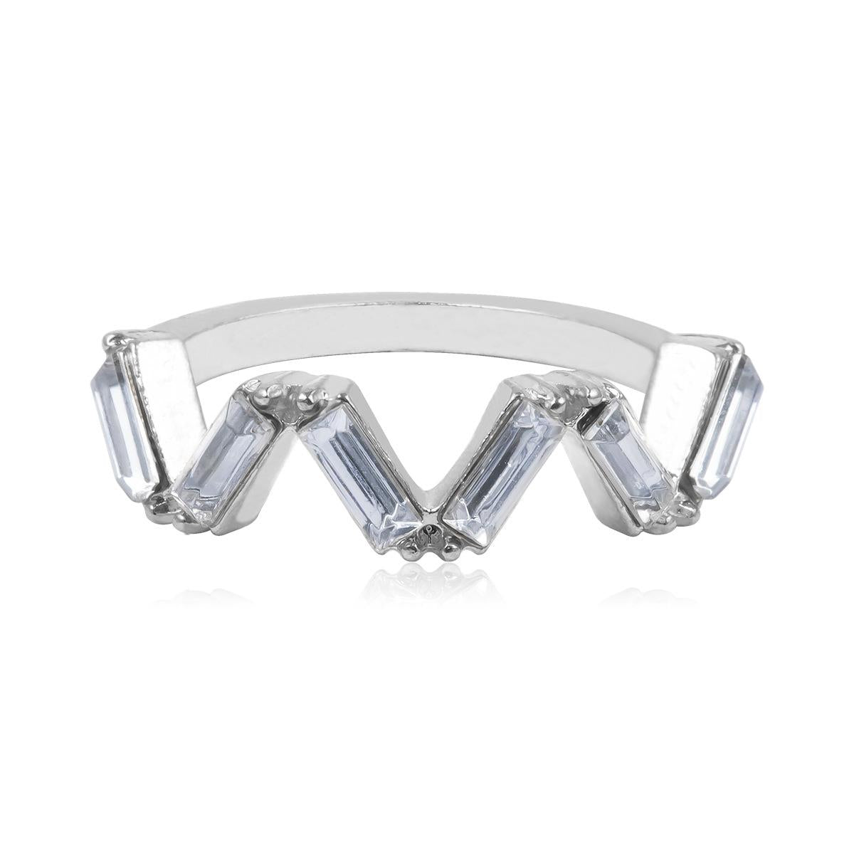 Simple Colorful Stainless Steel Zircon Square Ring