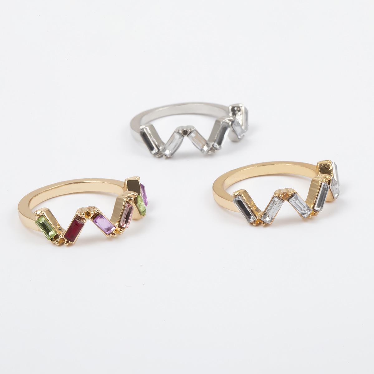 Simple Colorful Stainless Steel Zircon Square Ring
