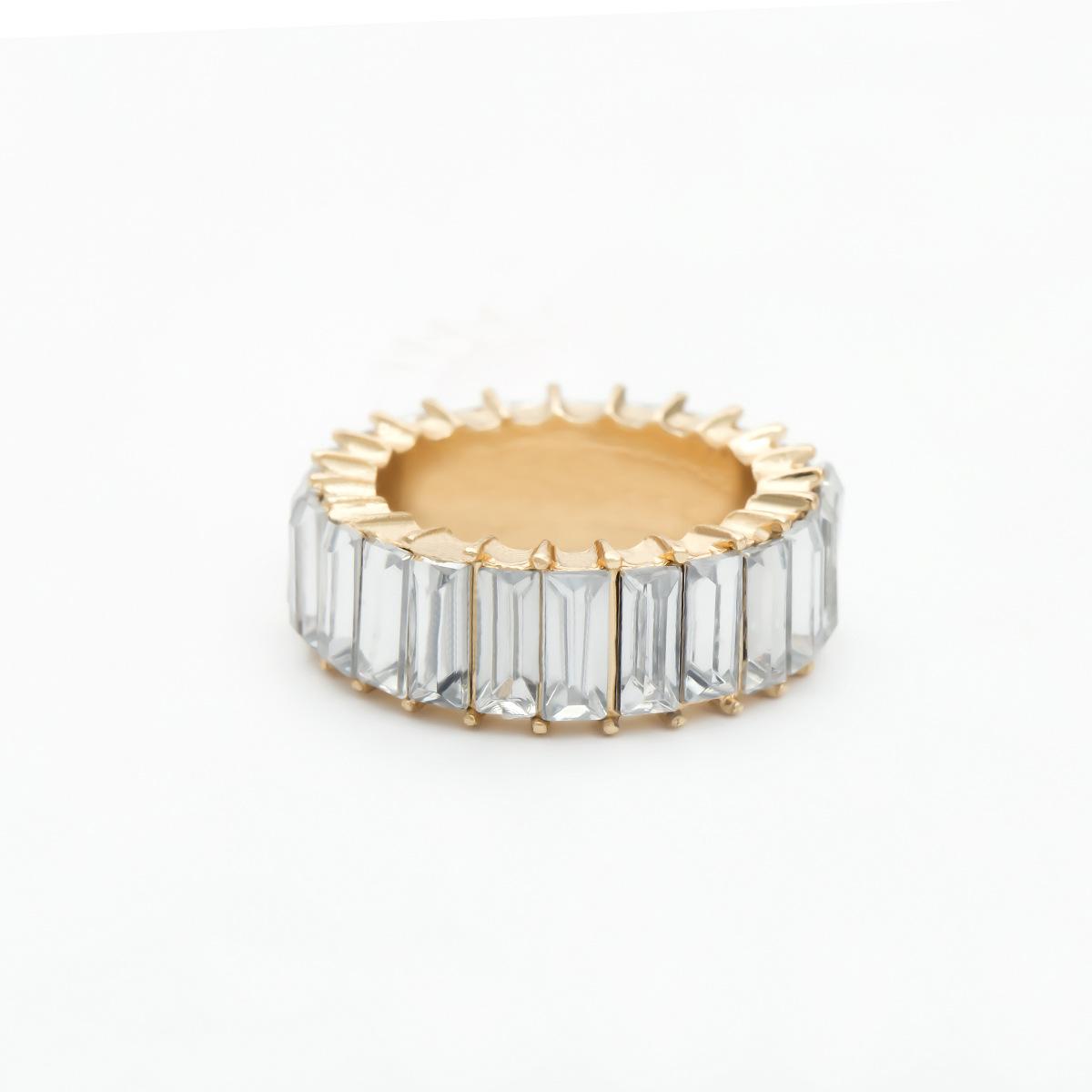 Simple Colorful Stainless Steel Zircon Square Ring