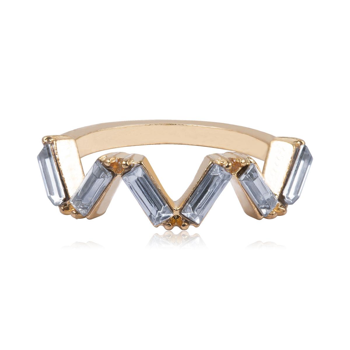 Simple Colorful Stainless Steel Zircon Square Ring