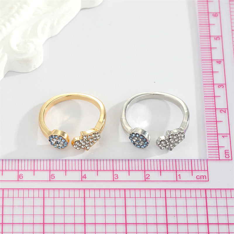Simple Geometric Devil's Eye Adjustable Ring with Colored Diamonds