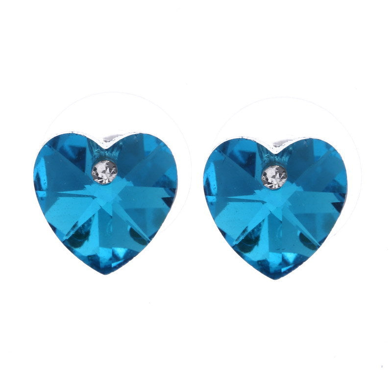 Colorful Heart Crystal Alloy Stud Earrings