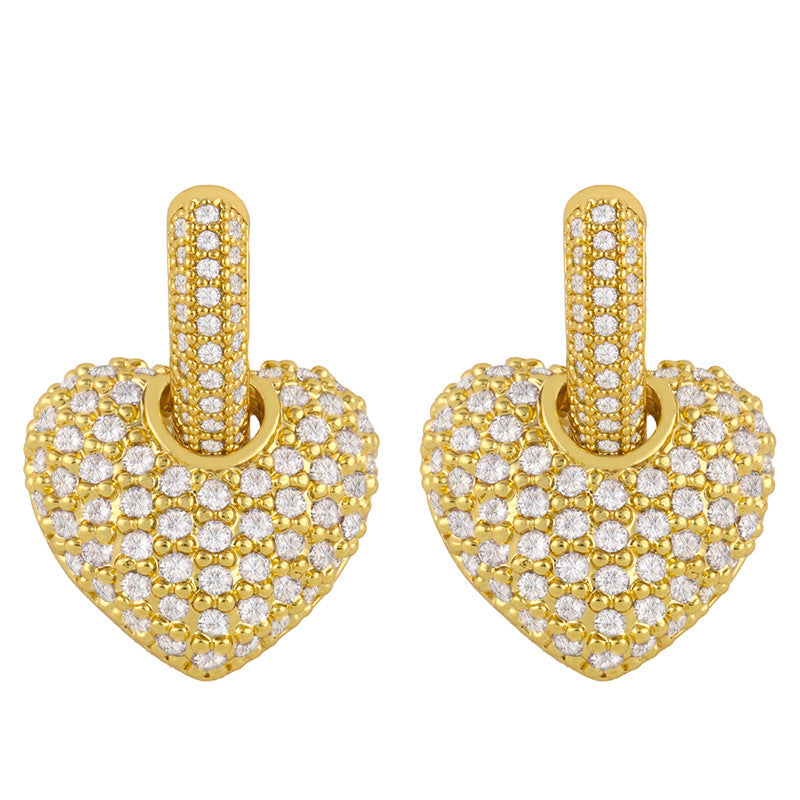 Simple Geometric Diamond Heart Drop Earrings